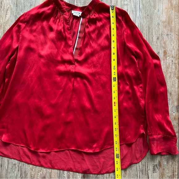 Zadig & Voltaire Tink Satin V-Neck Long Sleeve Blouse SZ Large Red Designer READ - Picture 7 of 9